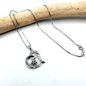 Paw Print "Always In My Heart" Sterling Silver Necklace